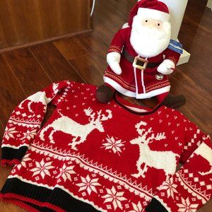 VINTAGE UGLY CHRISTMAS HOLIDAY SWEATER WITH REINDEER SIZE WOMEN'S LARGE